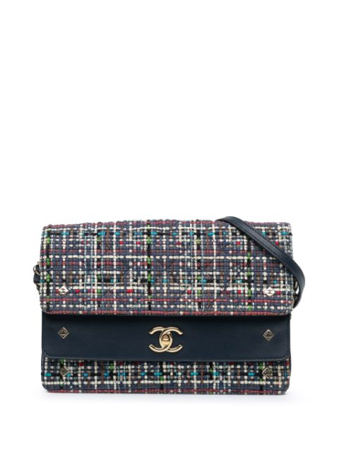 CHANEL 2016-2017 CC Multicolor Tweed Double Flap crossbody bag Women