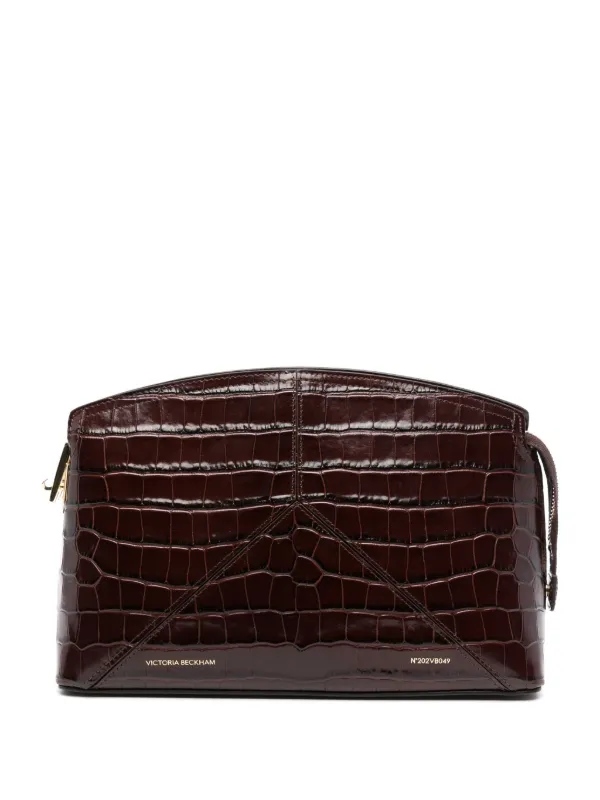 Victoria Beckham croc-embossed Clutch Bag Brown FARFETCH ZA