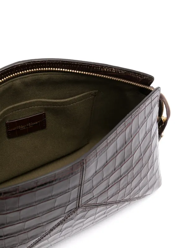 Victoria Beckham croc-embossed Clutch Bag Brown FARFETCH ID