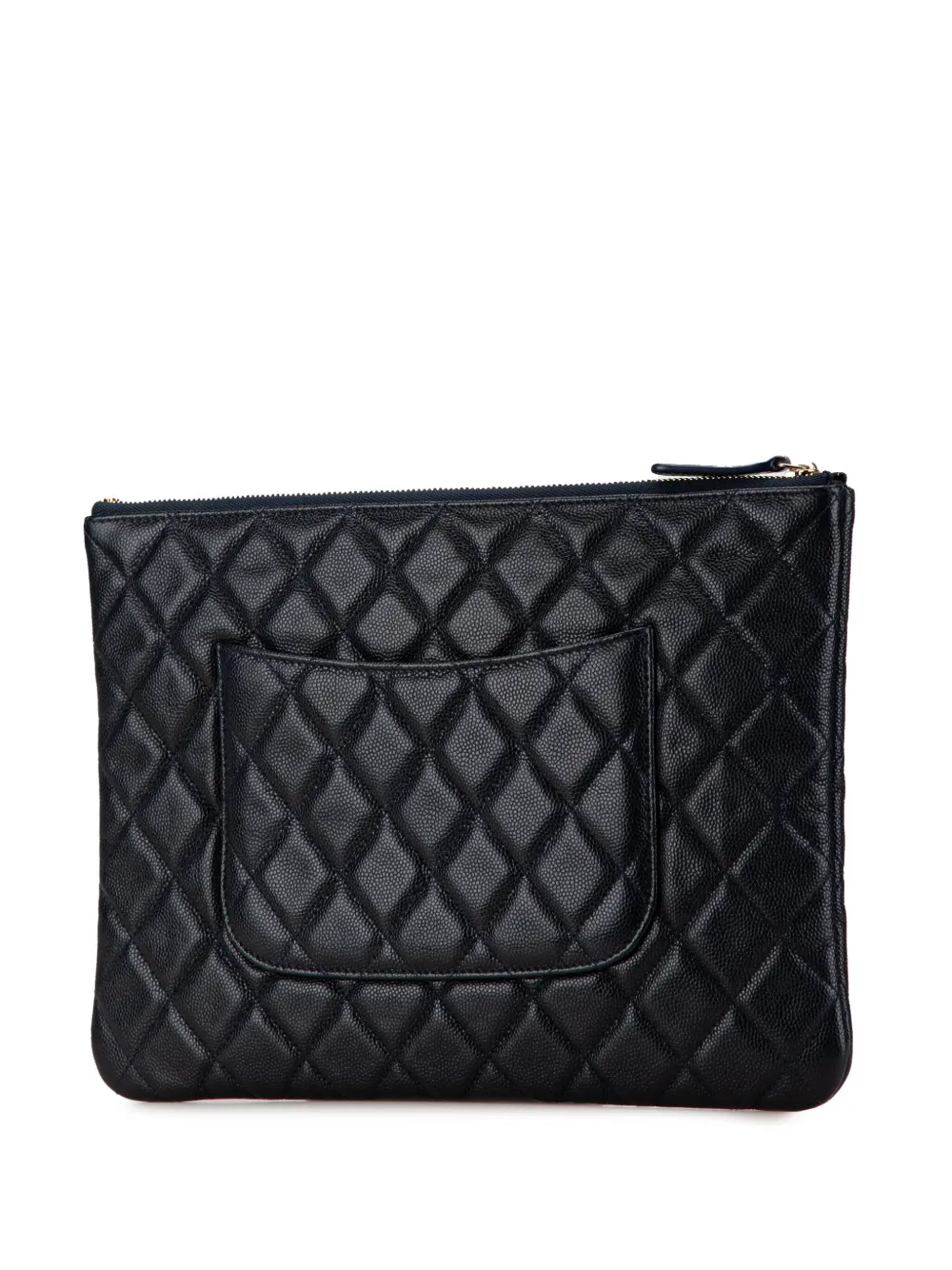 CHANEL Pre-Owned 2019 Medium Quilted Caviar O Case clutch bag - Blauw