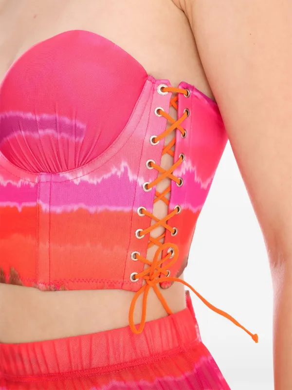 Amir Slama Top Corto Con Diseño Corset Rosado FARFETCH DO - Main Image