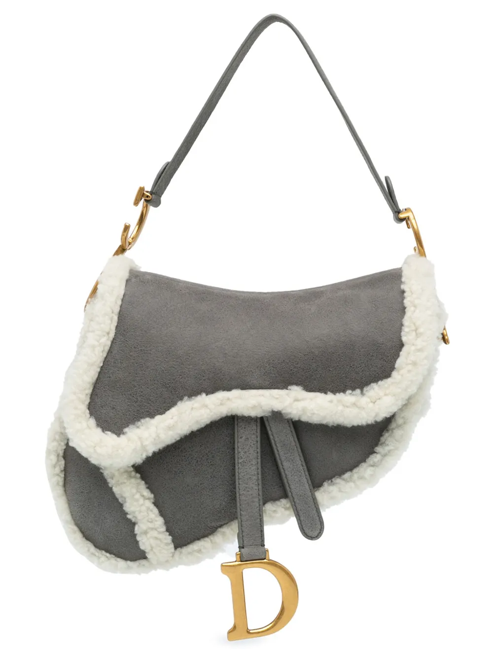 Affordable Christian Dior 2020 Medium Shearling Suede Saddle shoulder bag Women