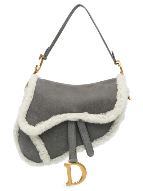 Christian Dior 2020 Medium Shearling Suede Saddle shoulder bag Women