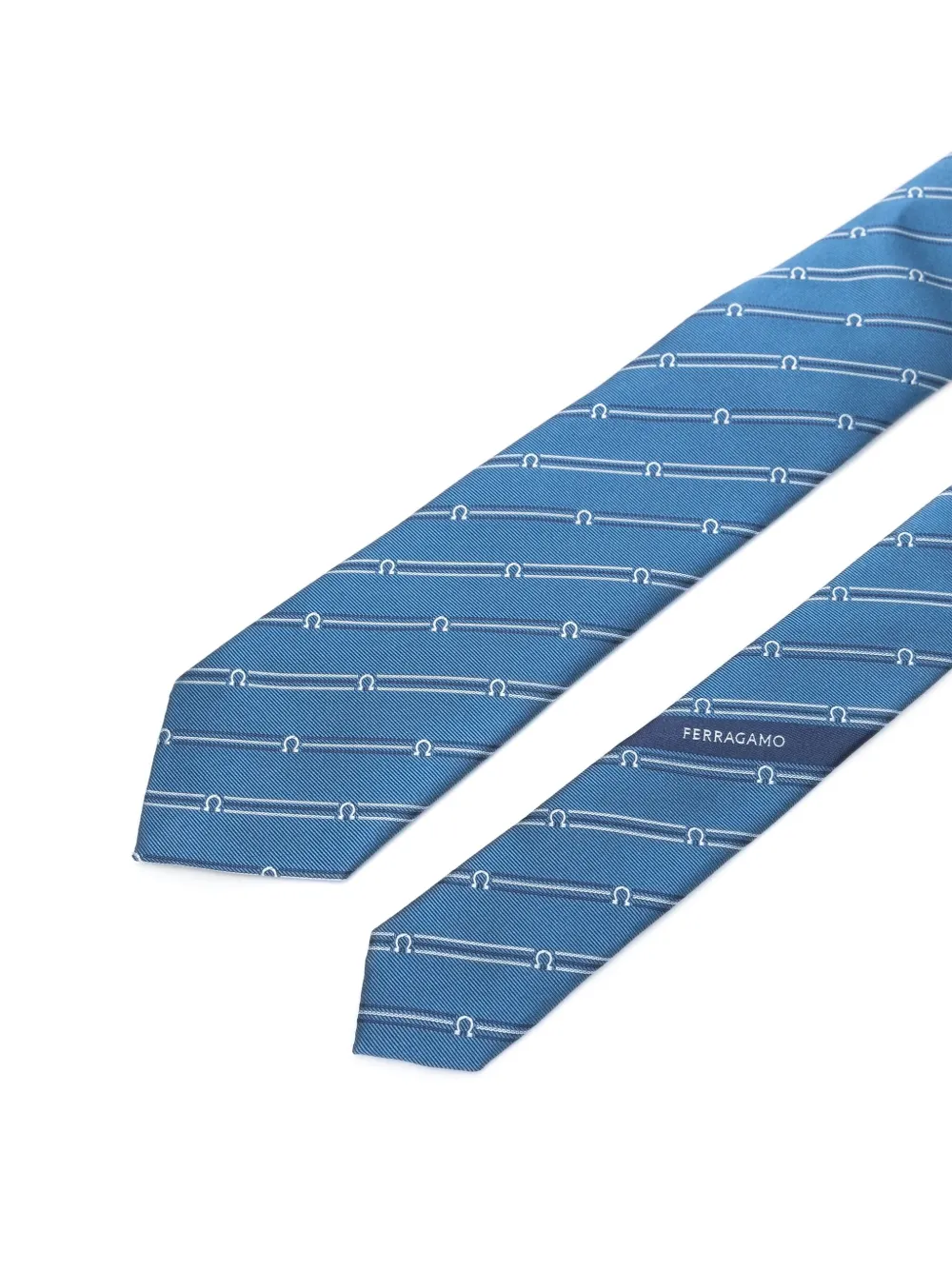 Ferragamo Zijden stropdas met Gancini-patroon - Blauw