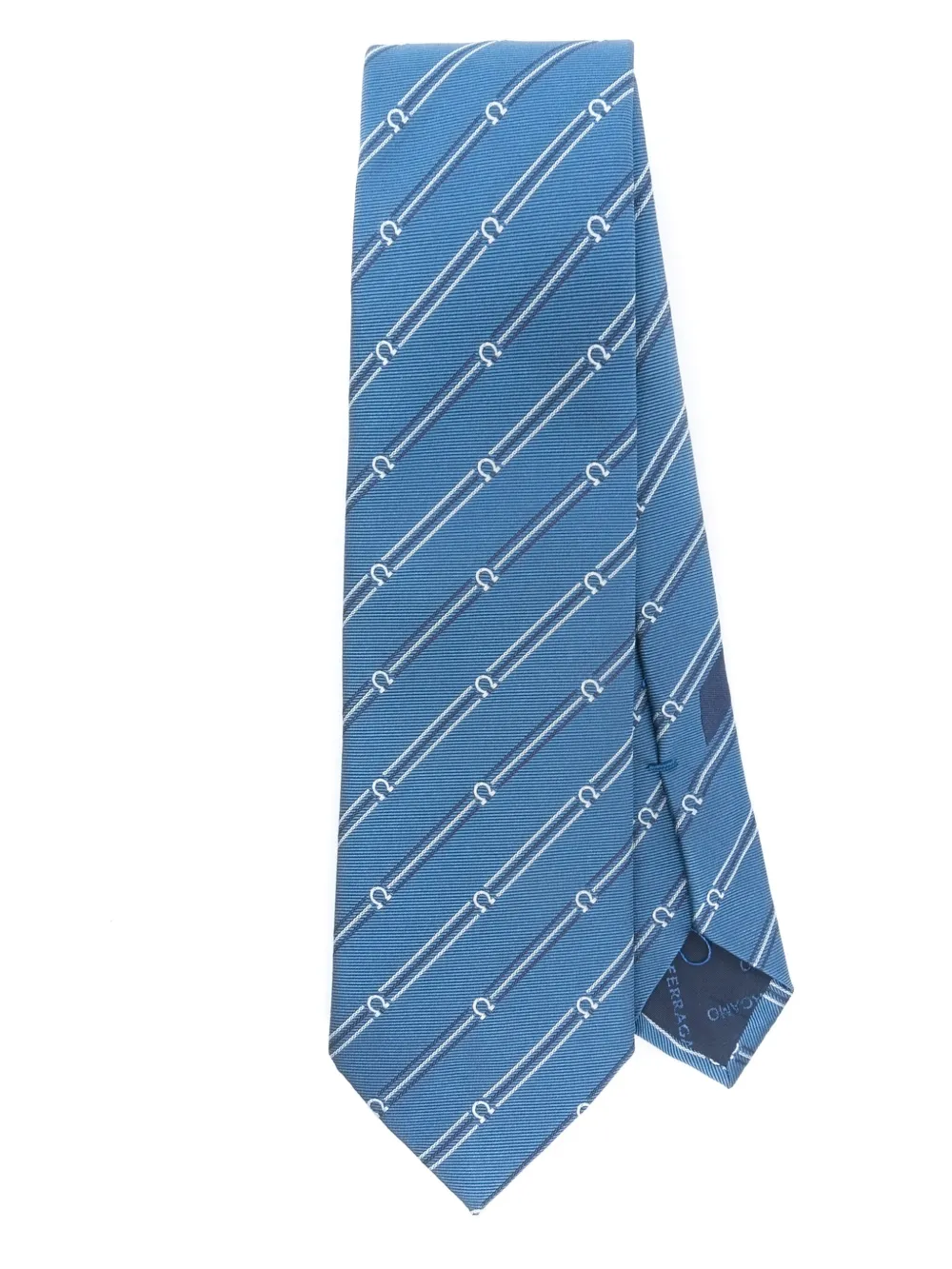 Ferragamo Zijden stropdas met Gancini-patroon Blauw