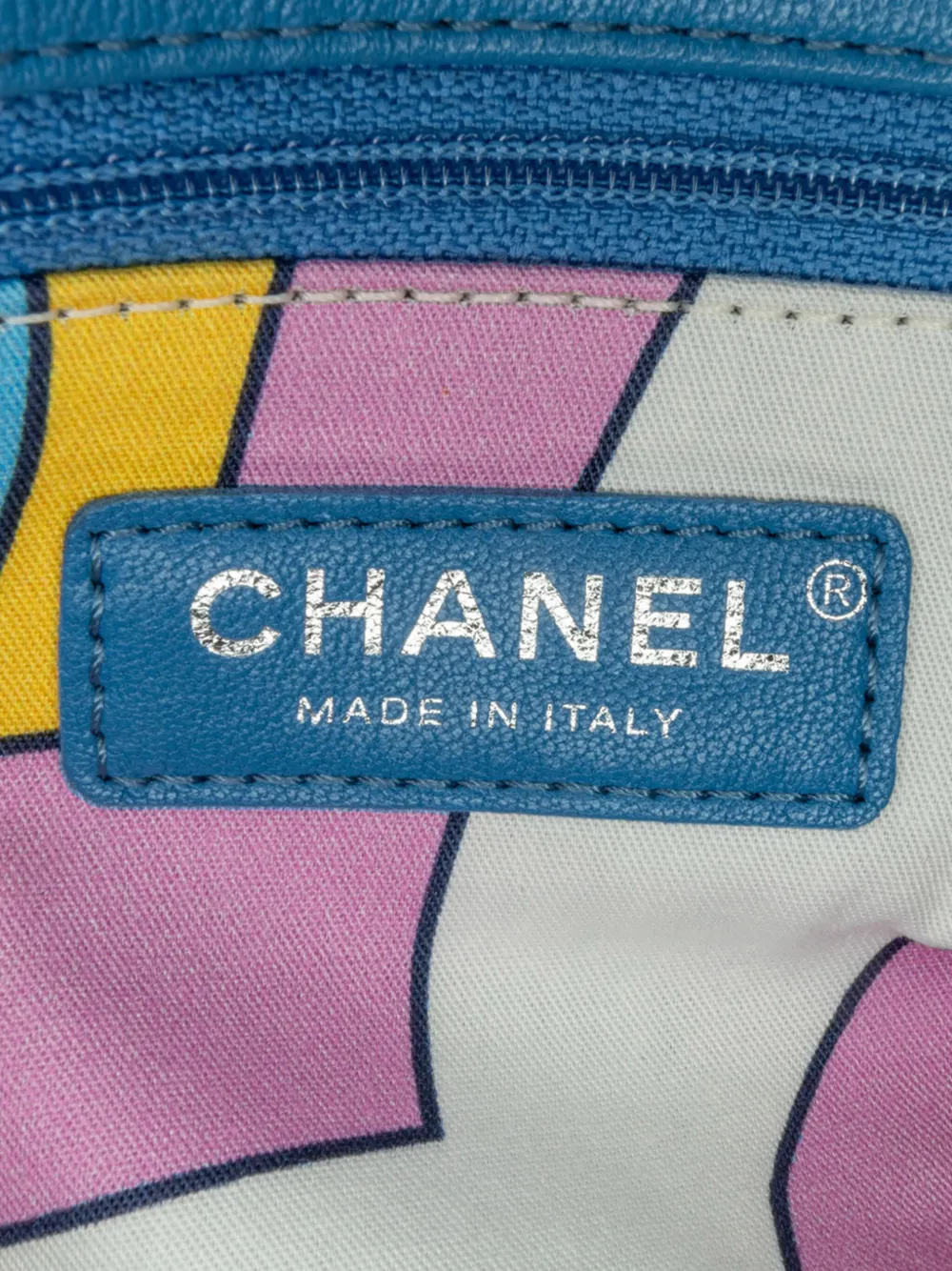 Pre-owned Chanel 2019 Medium Quilted Terry Cloth Coco Beach Flap Crossbody Bag In Blue