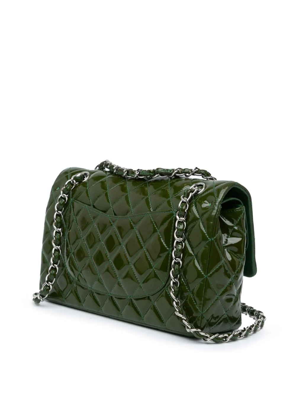 CHANEL Pre-Owned 2011 Medium Classic Patent Double Flap shoulder bag - Groen