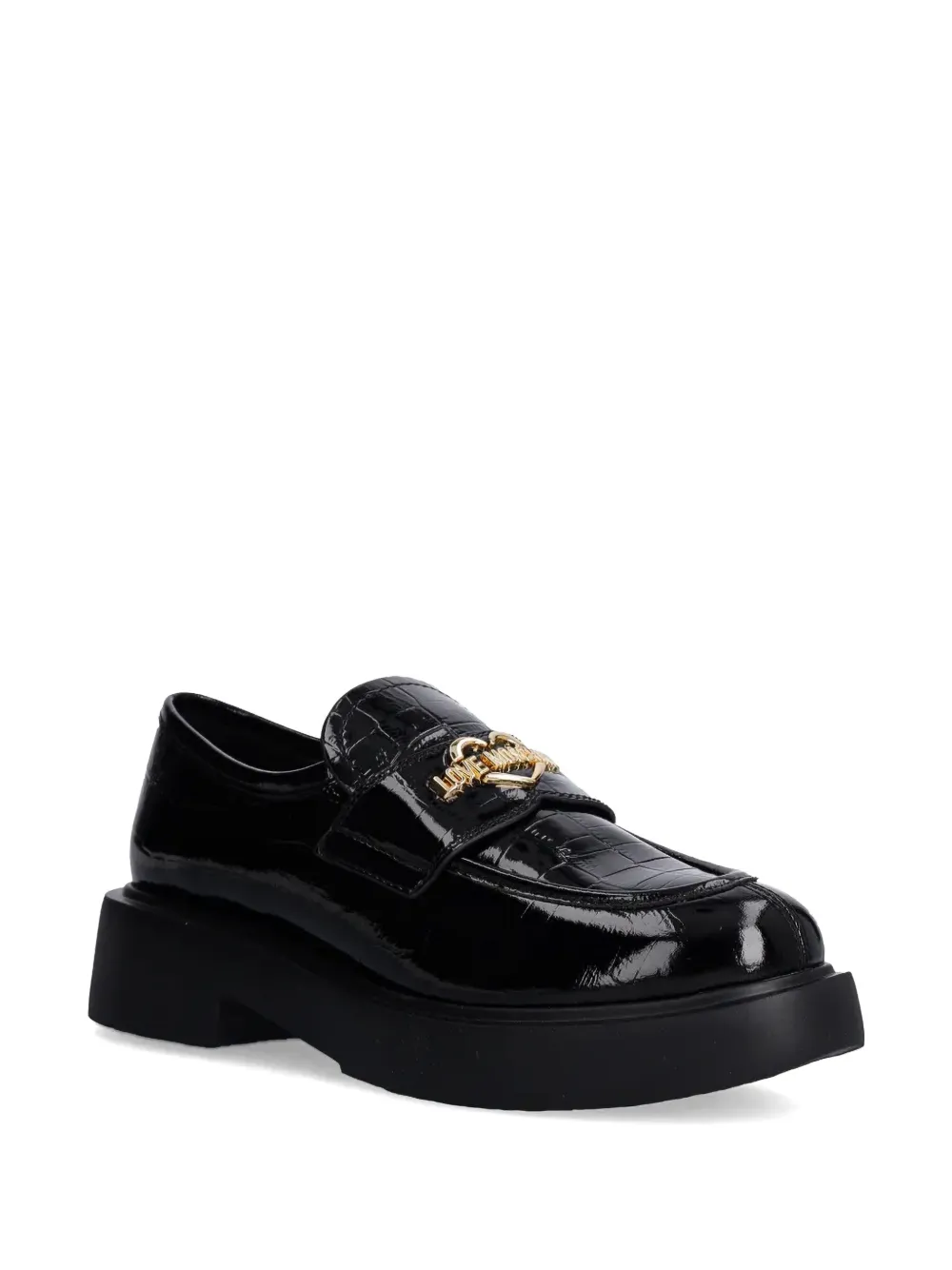 Love Moschino logo-lettering loafers - Zwart