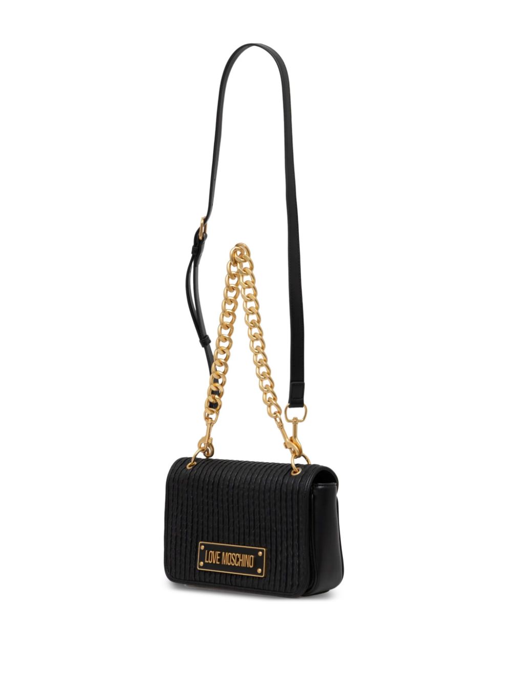 Love Moschino logo-plaque cross body bag - Zwart