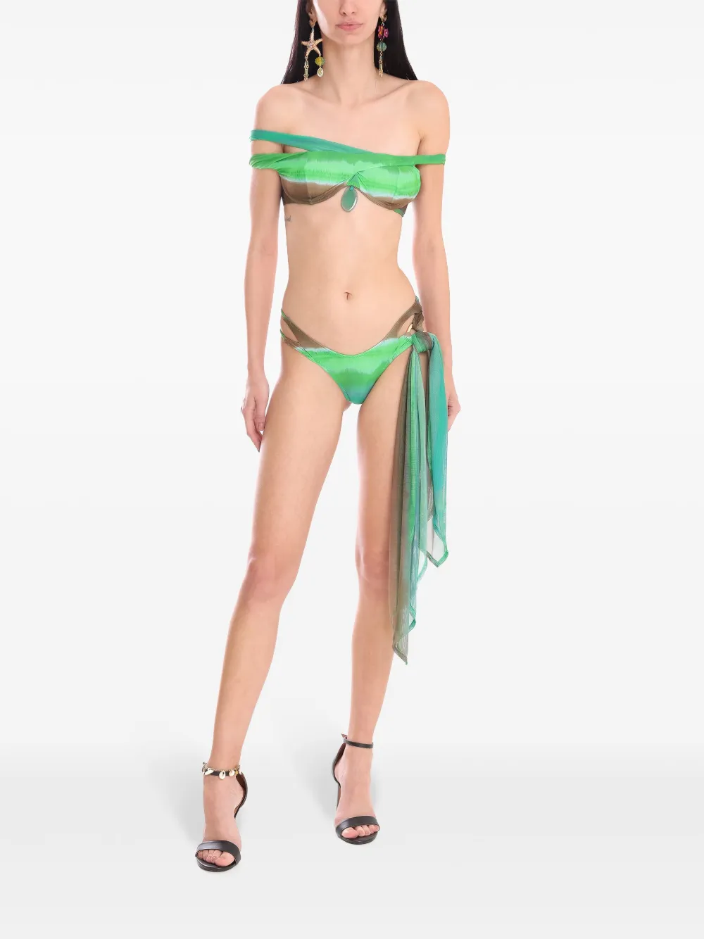 Amir Slama Bikini met tie-dye print Groen