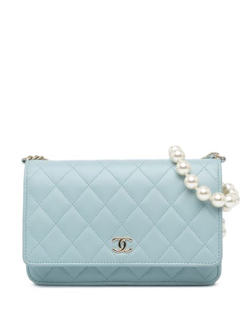 Affordable HOT SALE CHANEL 2021-2024 CC Lambskin Pearl Wallet On Chain crossbody bag Women