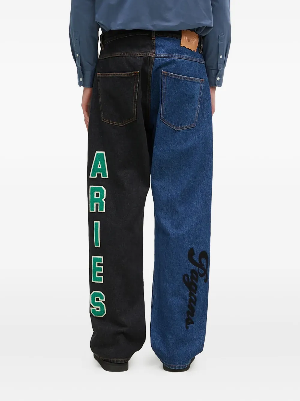 Aries Jeans met geborduurd logo Zwart