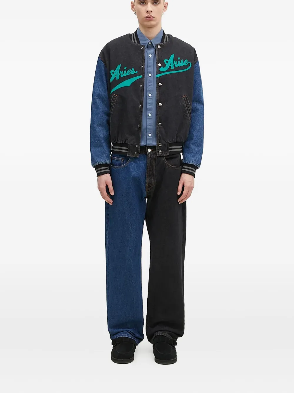 Aries embroidered-logo jeans - Nero