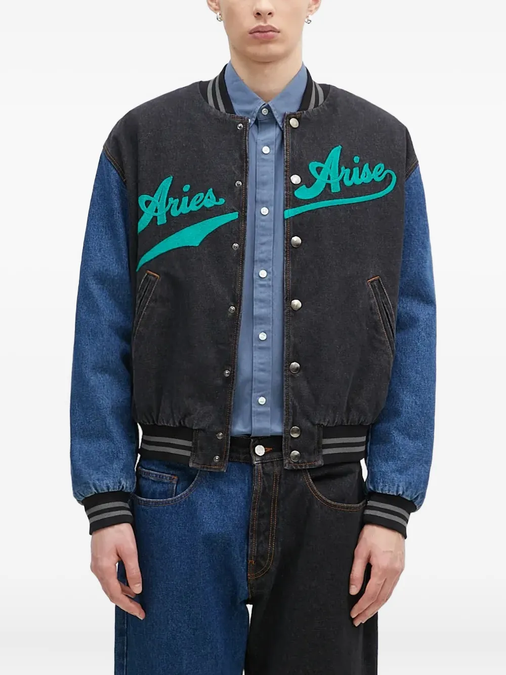 Aries embroidered-logo denim jacket | Black | Image 1