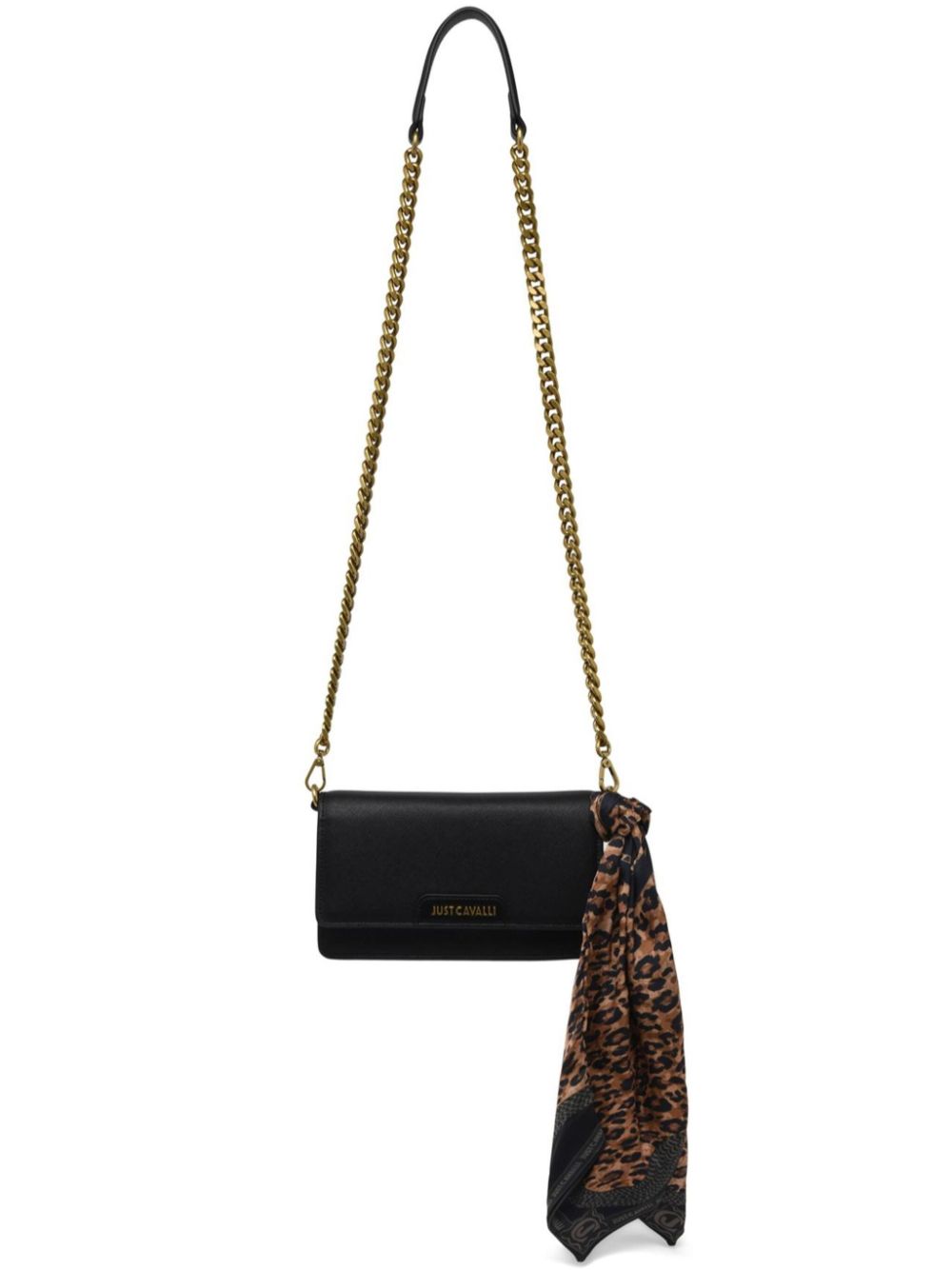 Just Cavalli scarf-detail shoulder bag – Black