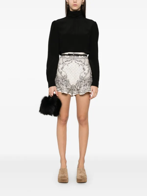 ZIMMERMANN 'Crush Flat Front Frill' Shorts | Neutrals | FARFETCH