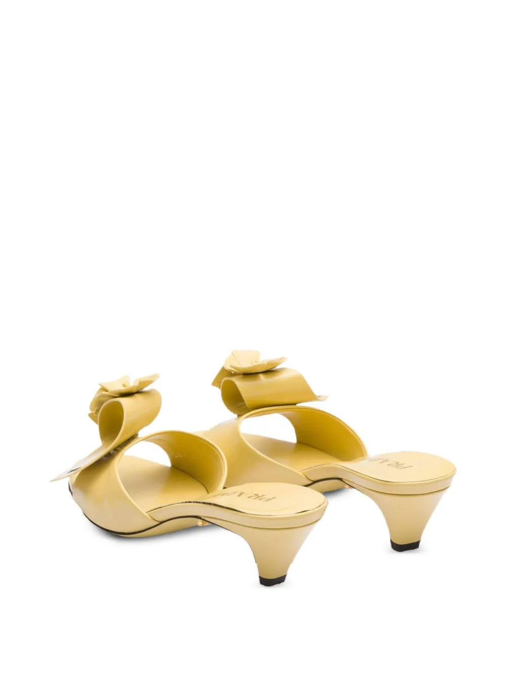 Prada bow-embellished leather sandals Yellow