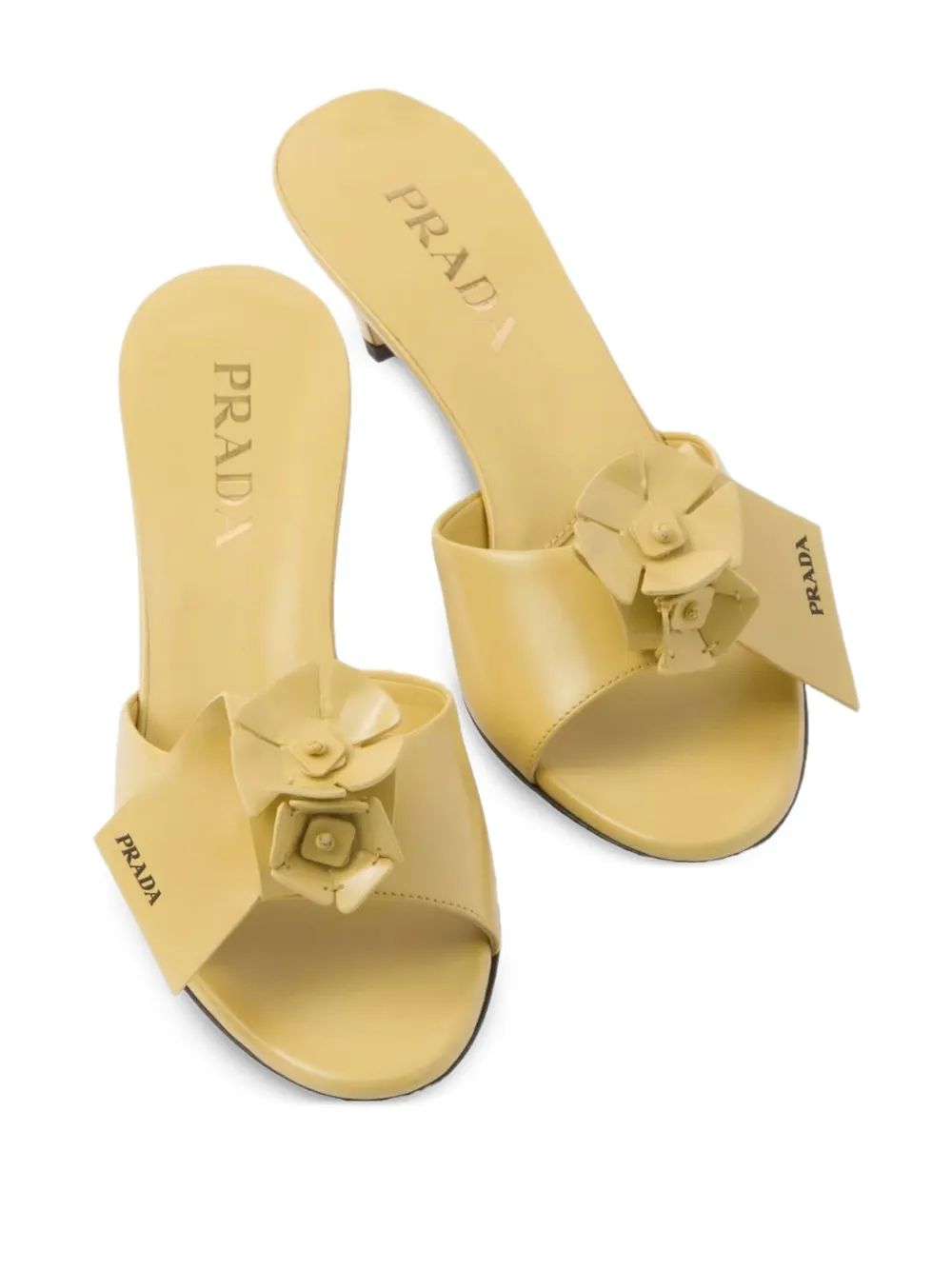 Prada bow-embellished leather sandals Yellow