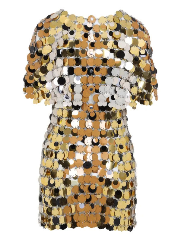 Rabanne chainmail-embellished Mini Dress | Gold | FARFETCH