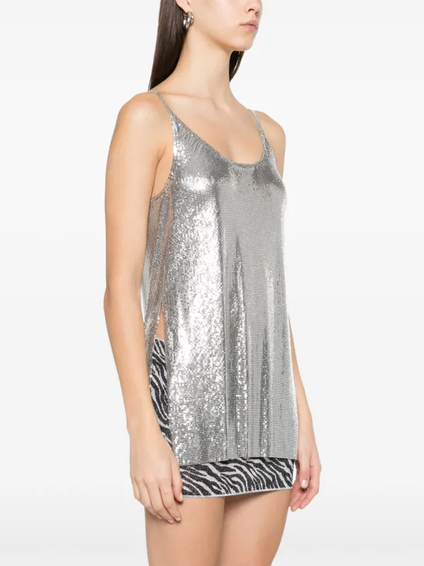 (rabanne ) メタルメッシュベストトップス Rabanne Mesh Tank Top | Silver | FARFETCH