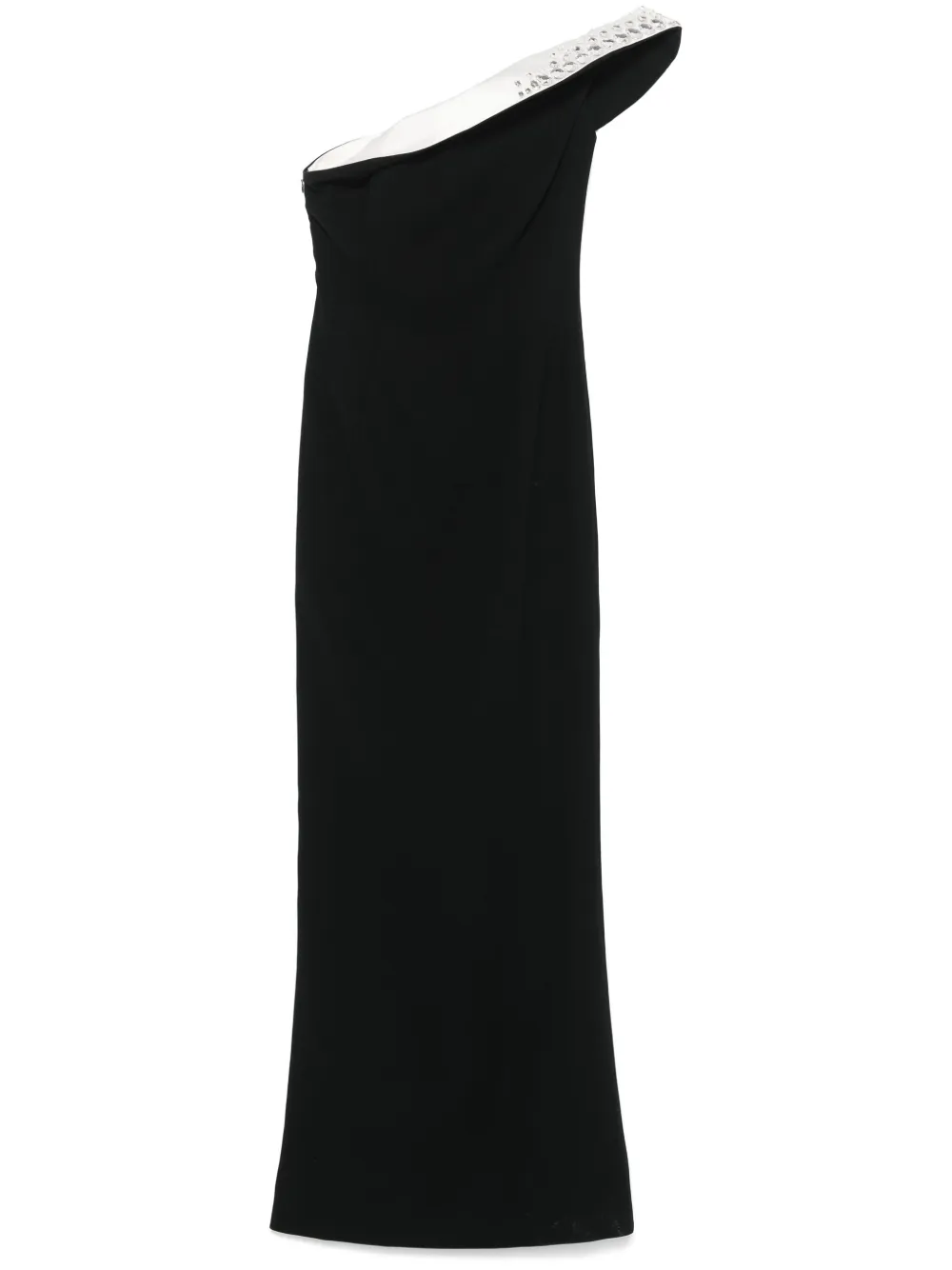 Jean Louis Sabaji Crystal-embellished Crepe Dress In Black