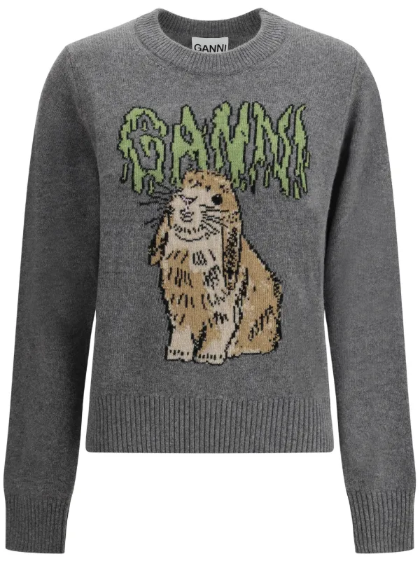 Ganni ニット トップス グレー