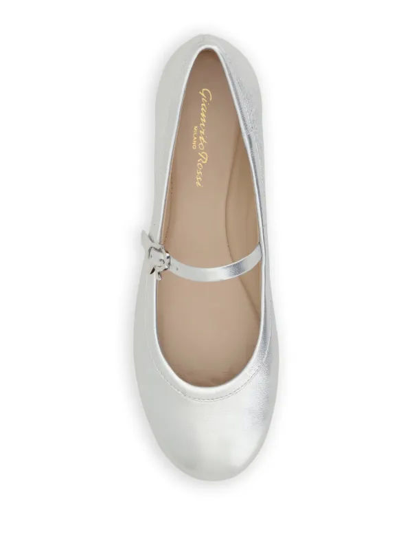フラットシューズ Gianvito Rossi 'Carla' ballet flats GIANVITO ROSSI Carla leather-trimmed raffia Mary Jane ballet