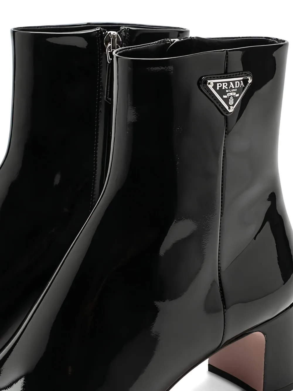Prada patent-leather block-heel boots Black