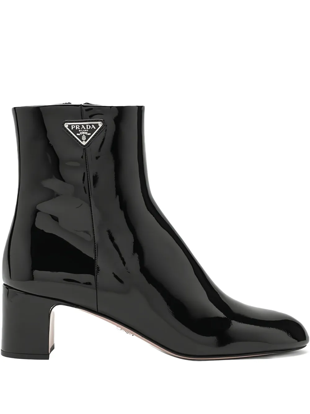 Prada patent-leather block-heel boots Black
