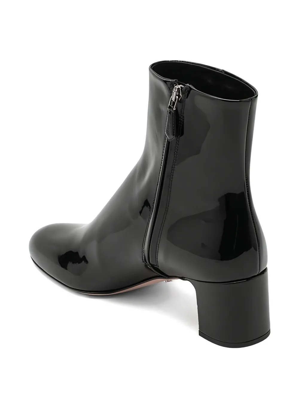 Prada patent-leather block-heel boots Black
