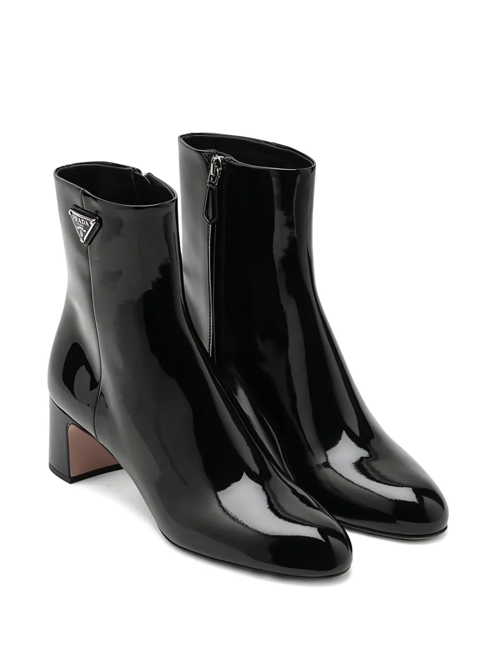 Prada patent-leather block-heel boots Black