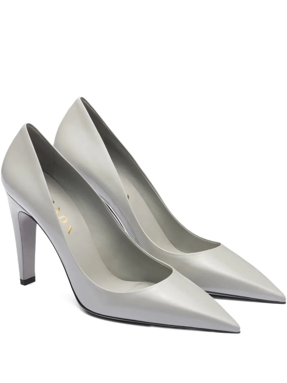 Prada pointed-toe leather pumps Grey