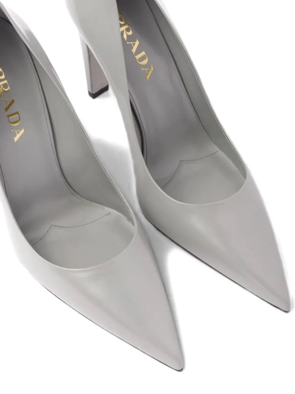 Prada pointed-toe leather pumps Grey