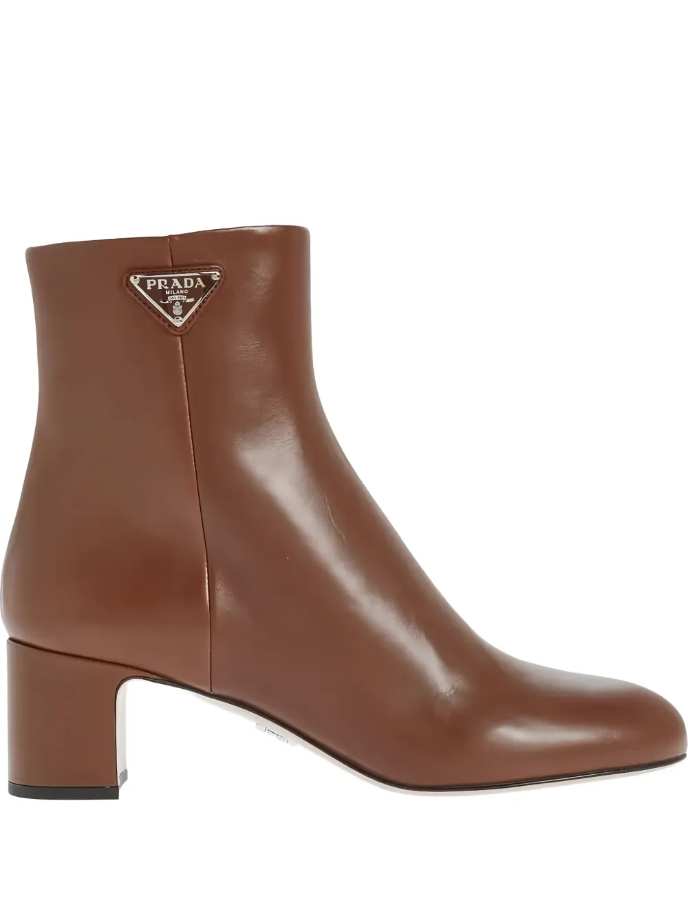 Prada Leather Block-heel Boots In Brown