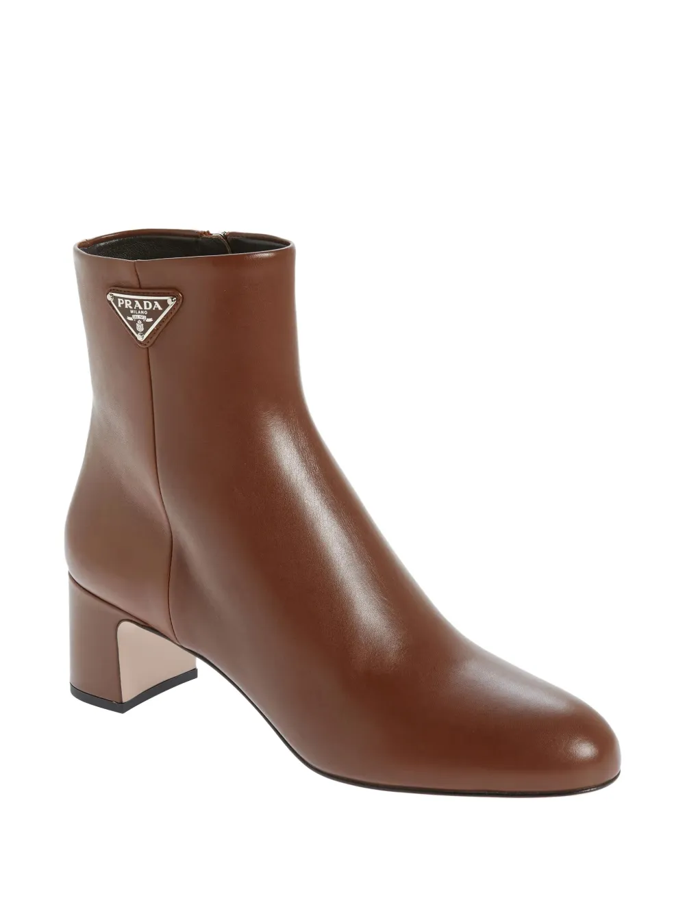 Prada leather block-heel boots Brown