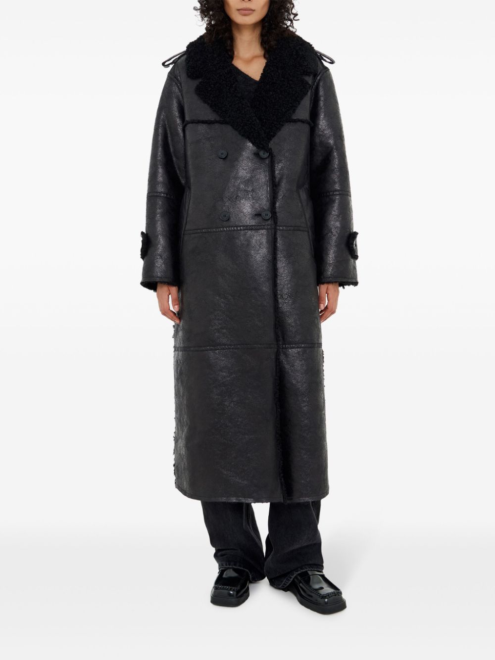 Bimba y Lola double-breasted long coat - Black