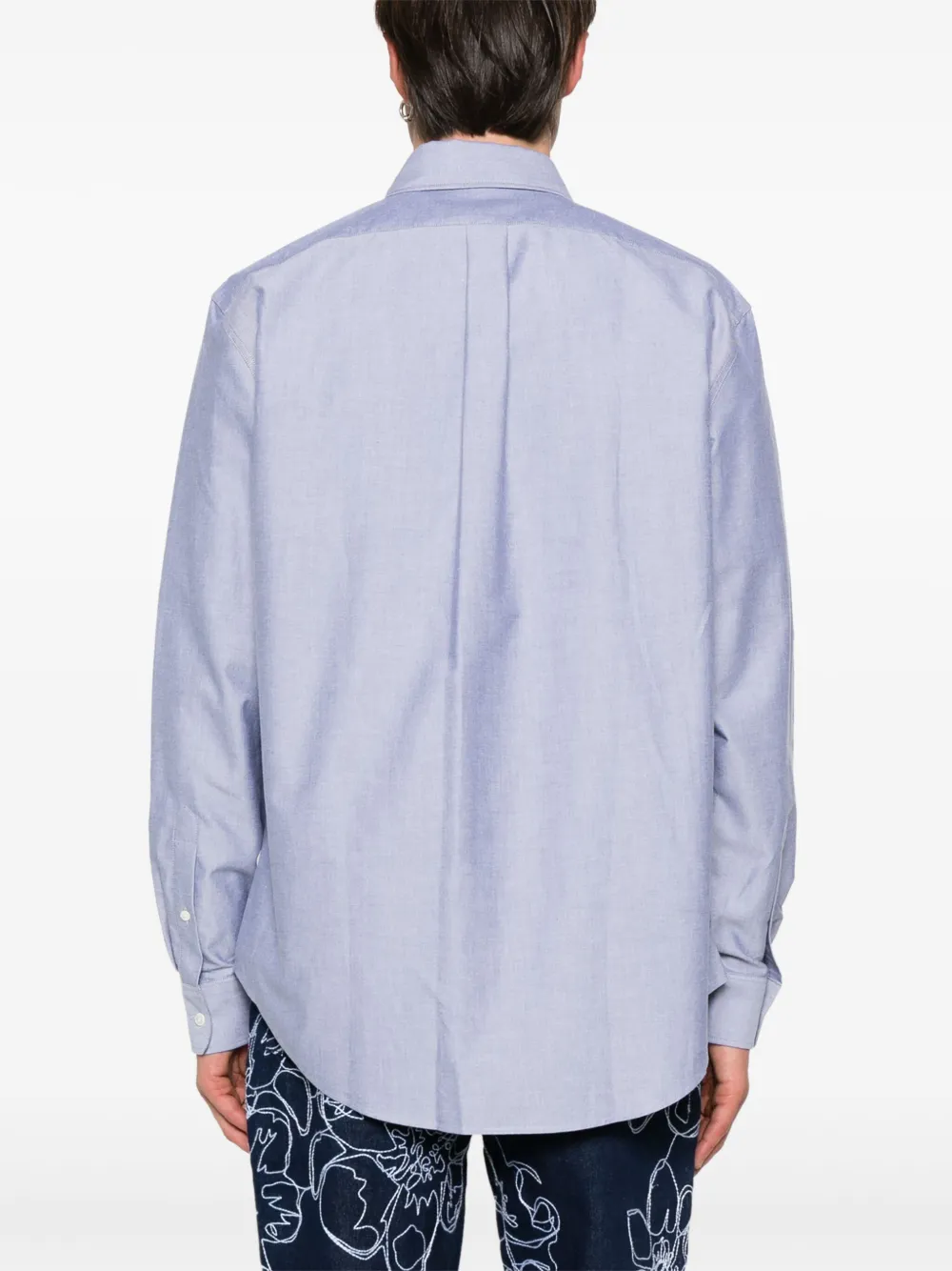 Maison Kitsuné Contour Fox Head overhemd Blauw