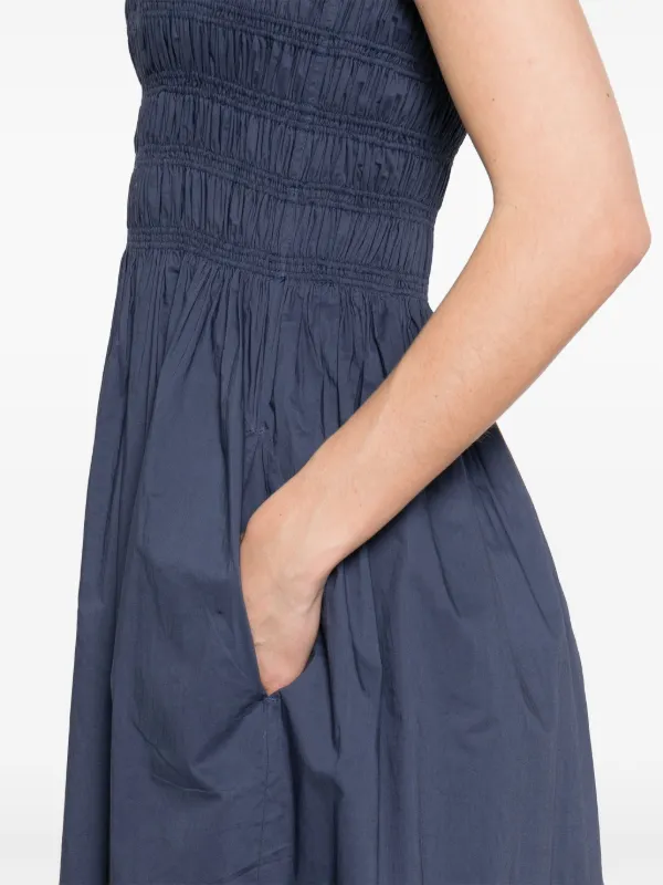 Matteau shirred-bodice Midi Dress | Blue | FARFETCH