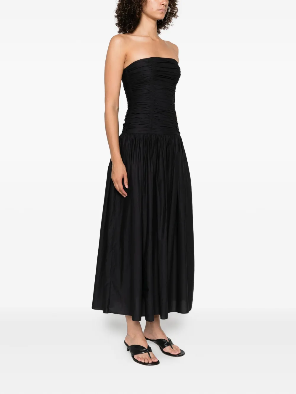Matteau Strapless midi-jurk met verlaagde taille Zwart