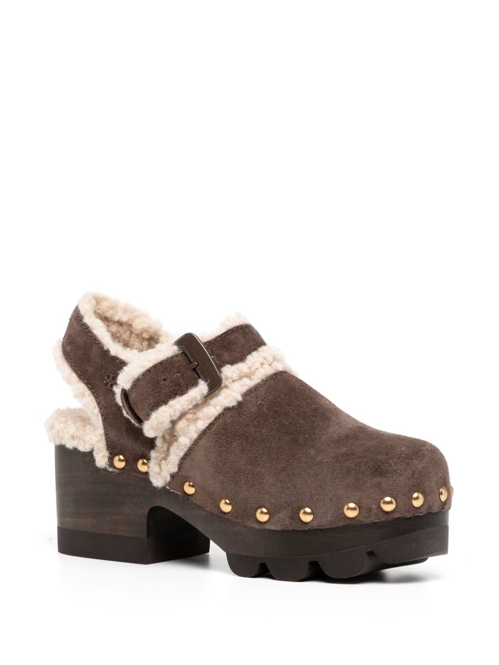 Tory Burch shearling clogs - Brown