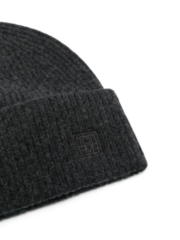 SS25【TOTEME】Charcoal Melange Ribbed Wool Beanie TOTEME charcoal melange ribbed wool beanie Grey Toteme