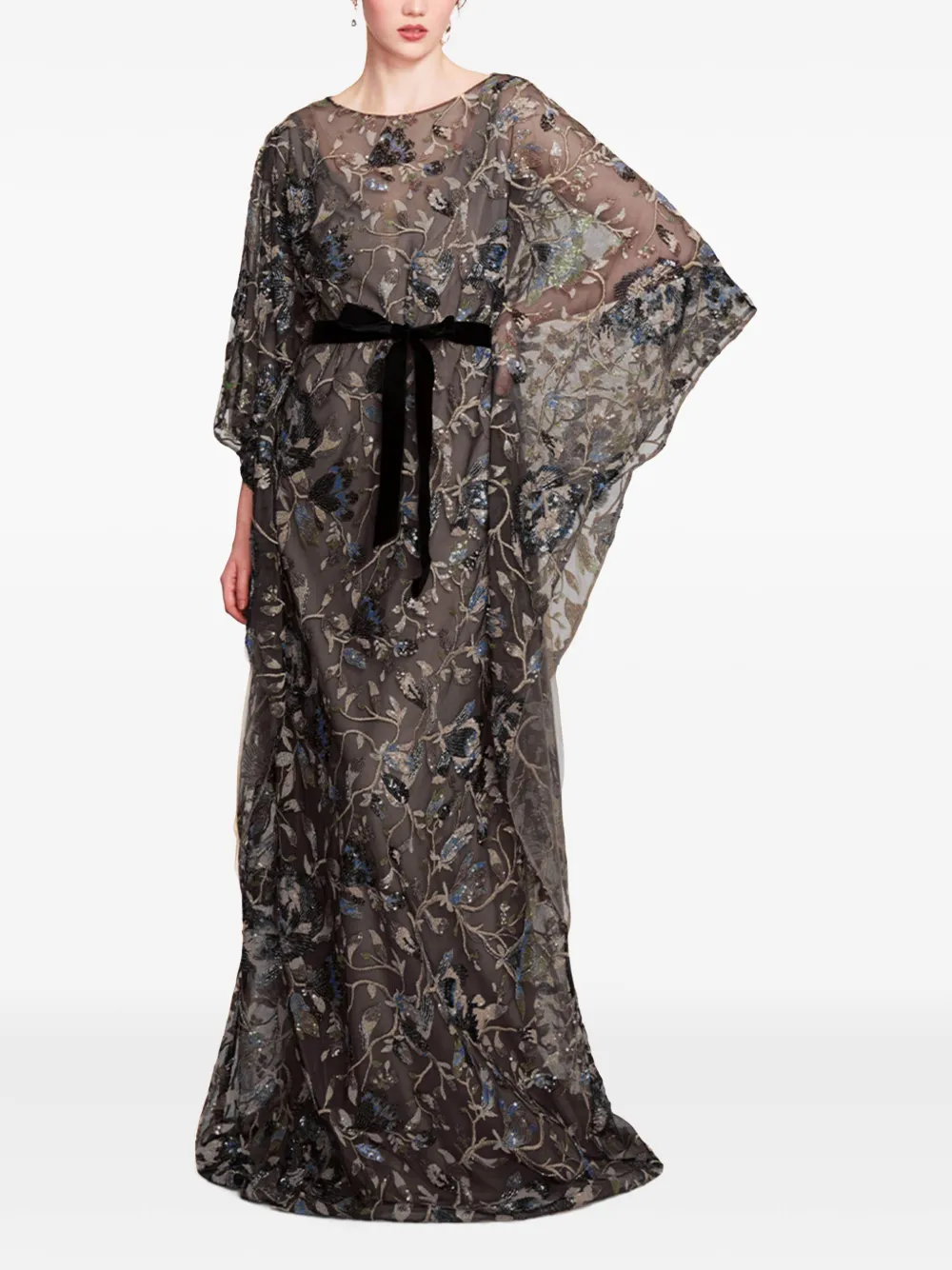 Marchesa Notte Climbing Vines tuniekjurk Zwart