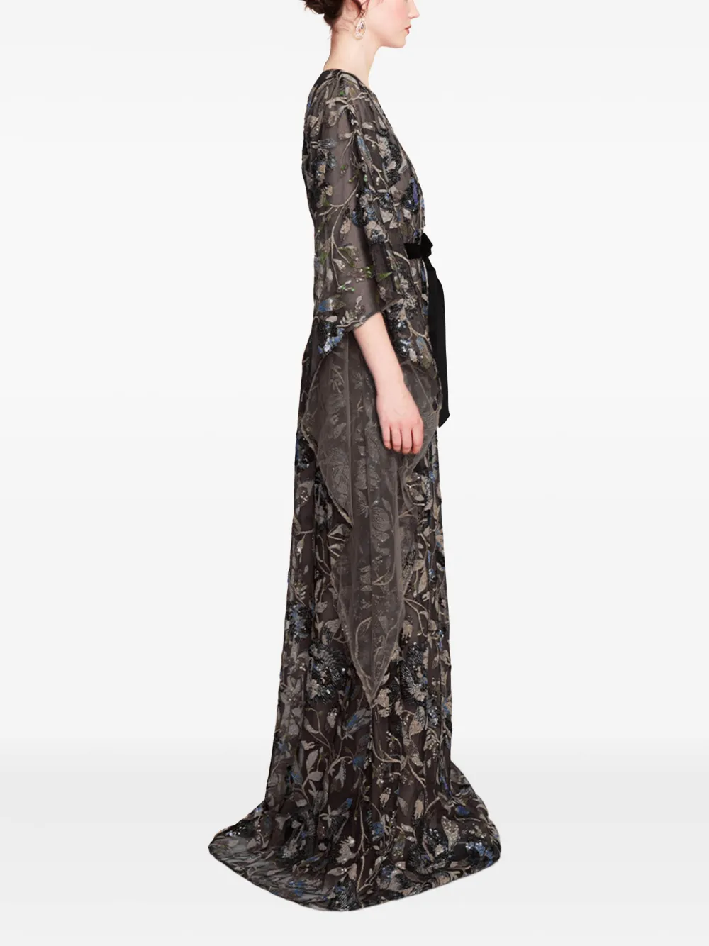 Marchesa Notte Climbing Vines tuniekjurk Zwart