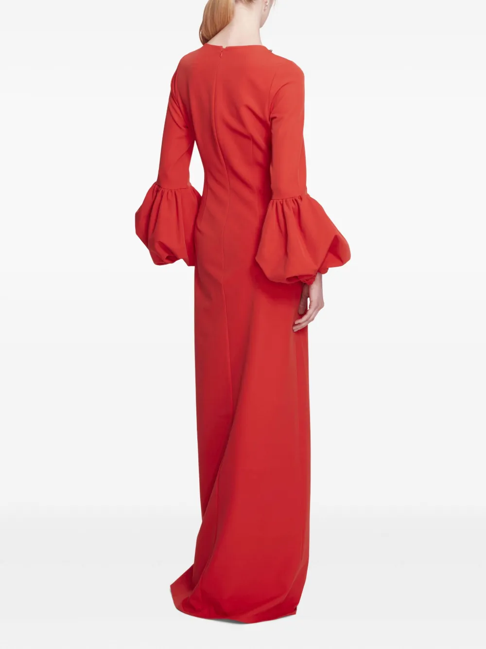 Marchesa Notte Avondjurk met pofmouwen Rood