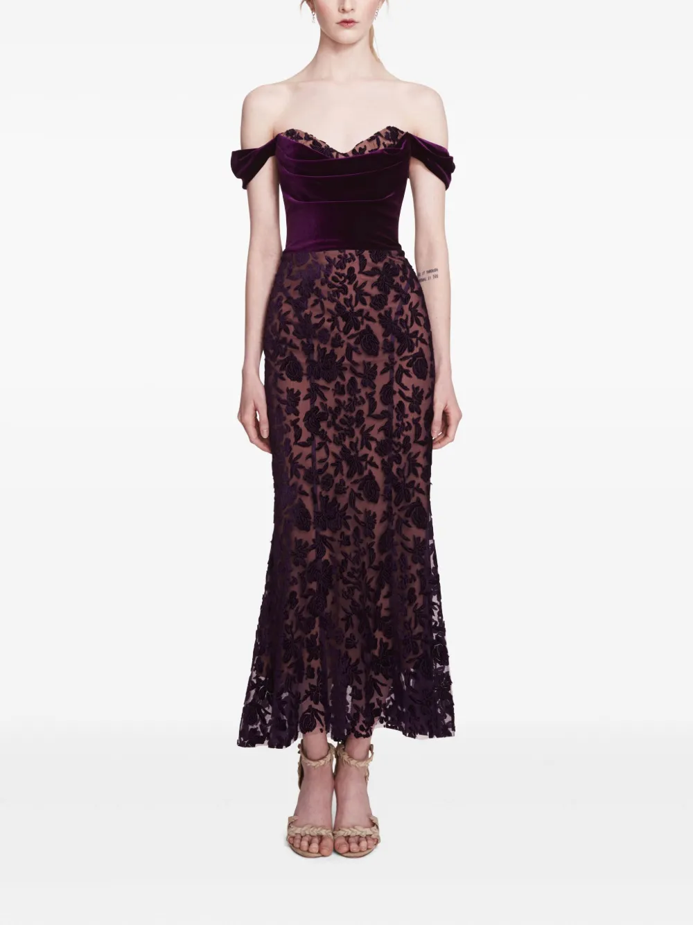 Marchesa Notte velvet maxi dress | Purple | Image 1