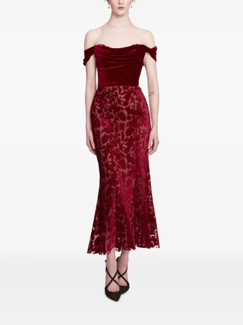 Marchesa Notte فستان ميدي مخملي