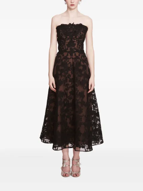 Marchesa Notte Vestido midi sem alças