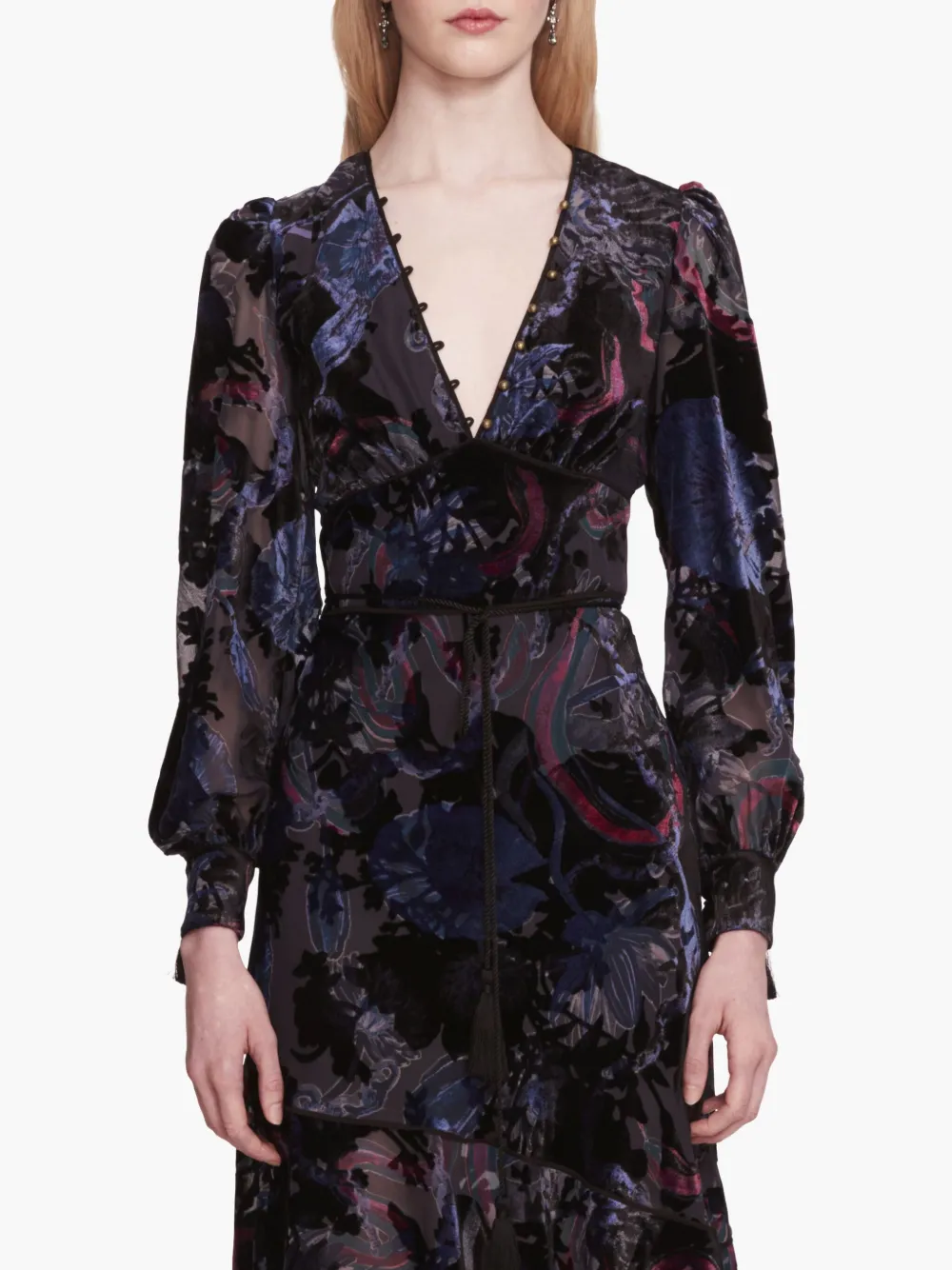 Marchesa Rosa velvet midi dress Blauw
