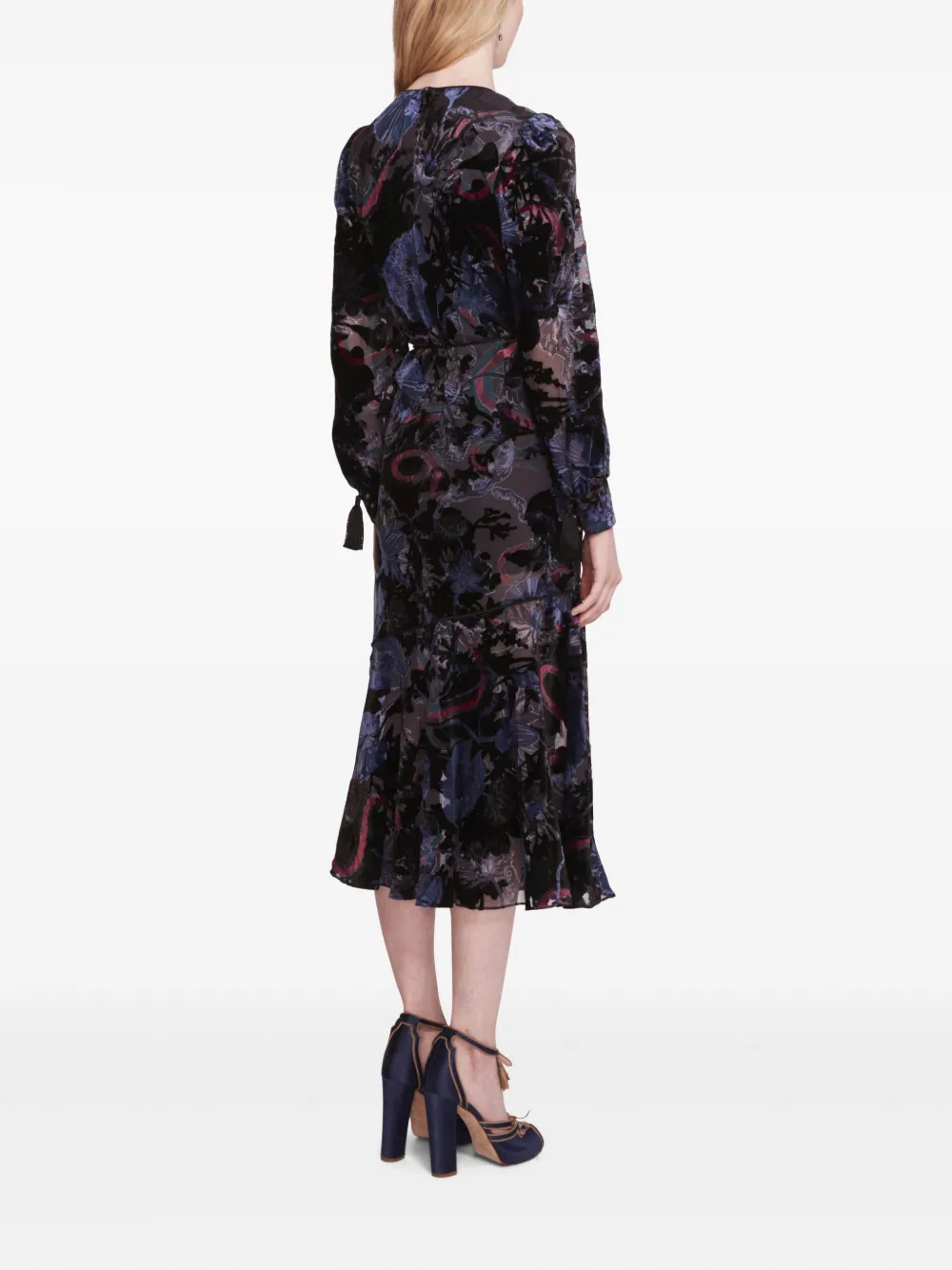 Marchesa Rosa velvet midi dress Blauw