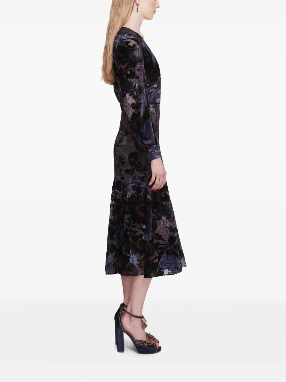 Marchesa Rosa velvet midi dress Blauw
